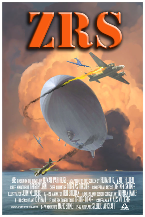What if flying carrier rigid airships had been operating in the Pacific Theater during WWII? This poster is for a movie concept based on the book by Rowan Partridge. The plot posits an alternate history where the large rigid airship aircraft carriers that existed in the 1930s had continued to be developed and used as scouts in the Pacific in December 1941. How might history have been different?